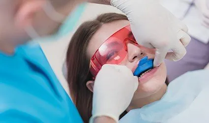 Patient receiving fluoride treatment