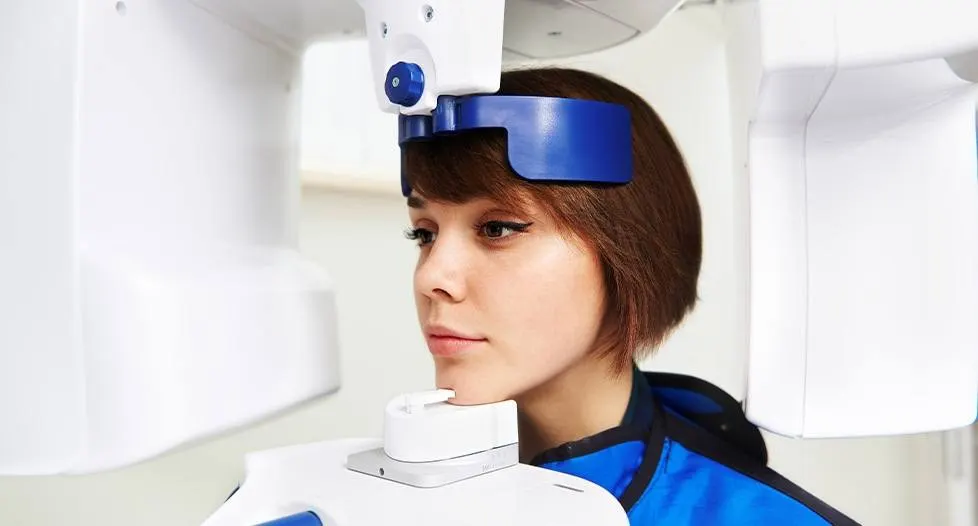 Woman receiving 3D CT scan