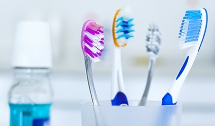 Toothbrushes in cup