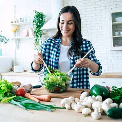 Woman making a salad