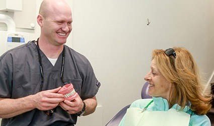 Dr. Calderwood with cosmetic dentistry patient